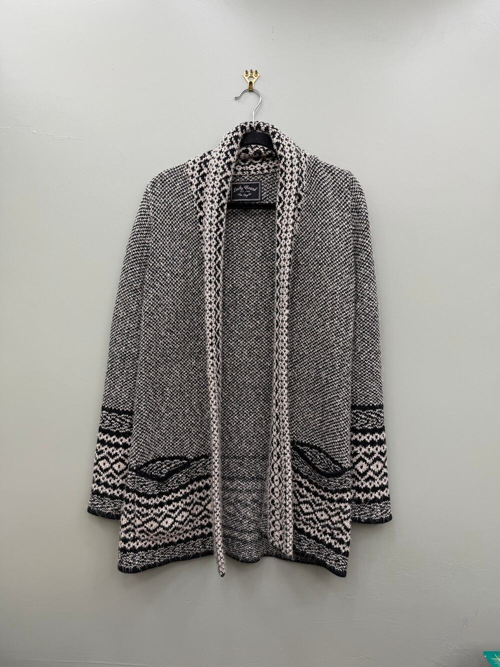 Lucky Brand Fair Isle Open Front Cardigan Sweater Women's Small Boho Cozy Nordic